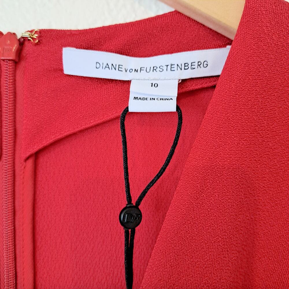 Diane Von Furstenberg Red Plunge V-Neck Jumpsuit - Picture 9 of 13